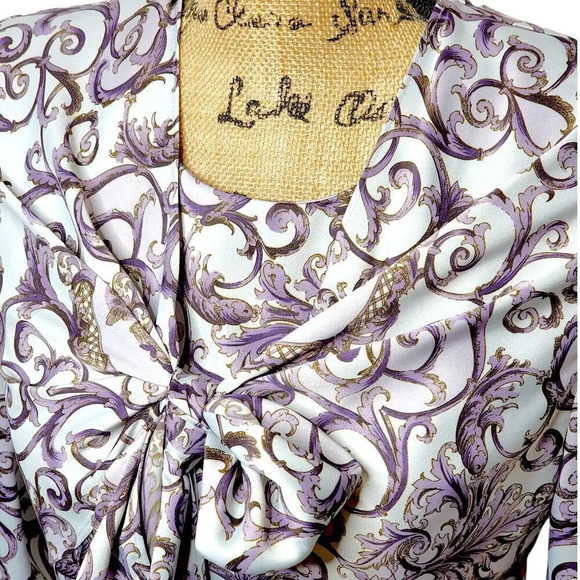 MARRY ME Vintage Women's Regal Shawl Satin Pencil Dress Size Medium Purple - Picture 2 of 15